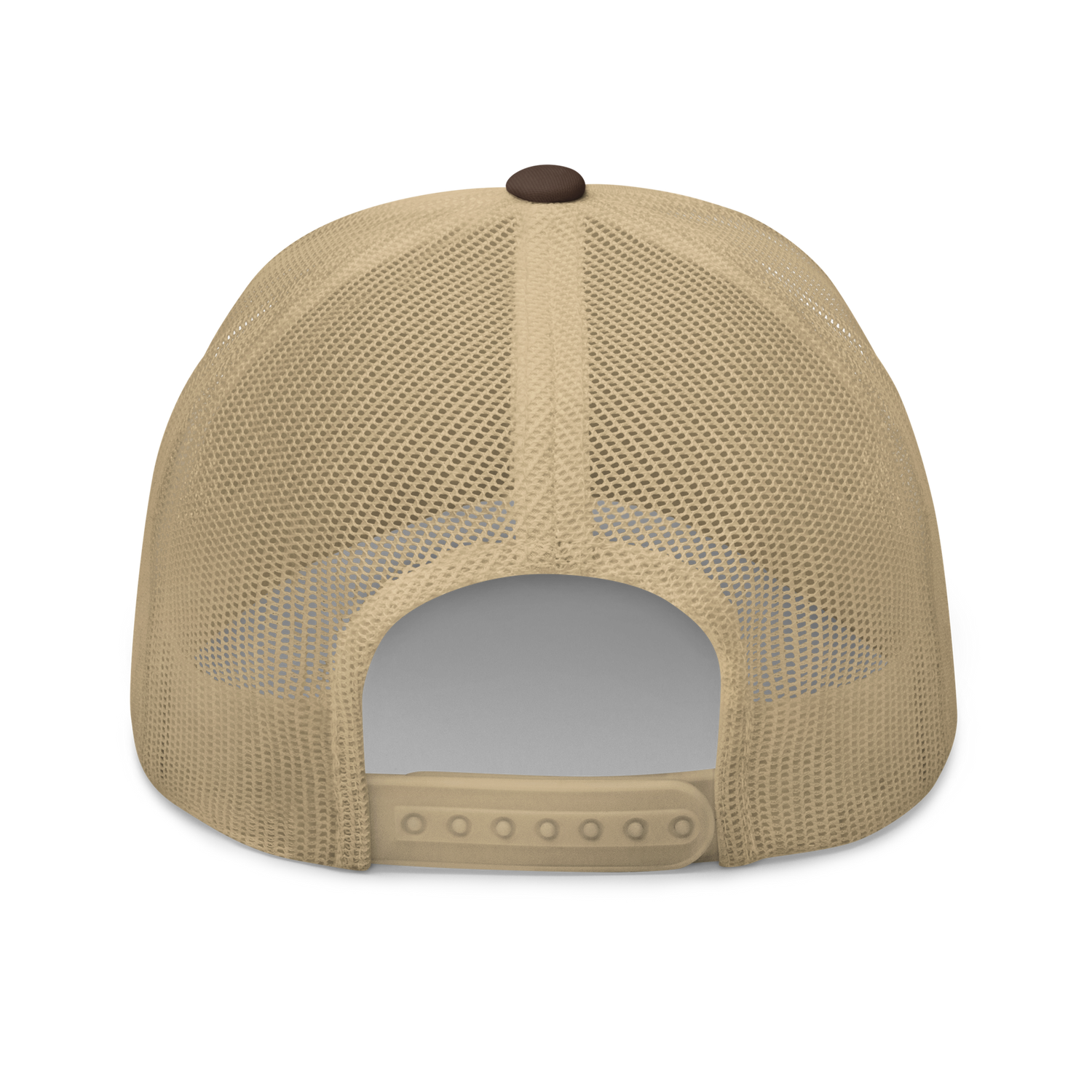 Unisex Embroidered Retro Trucker Hat featuring the No Expectations Wave logo on the front, part of the No Expectations brand collection Brown Khaki