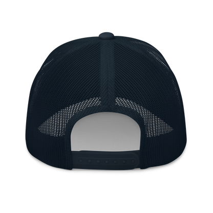 Unisex Embroidered Retro Trucker Hat featuring the No Expectations Wave logo on the front, part of the No Expectations brand collection Navy